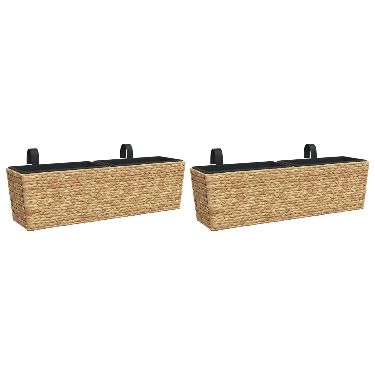 Water Hyacinth Planters Decorative Brown Indoor Set of 2 Removable Pots