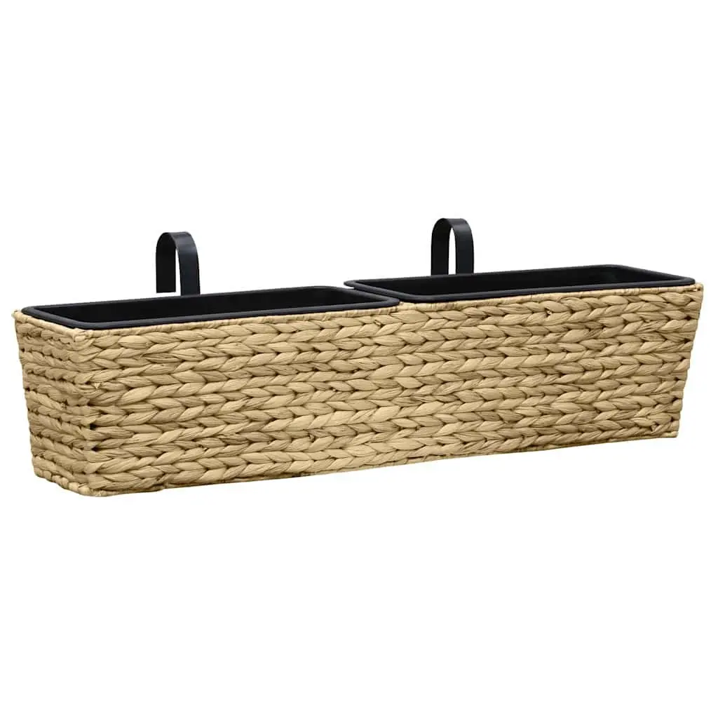 Water Hyacinth Planters Decorative Brown Indoor Set of 2 Removable Pots
