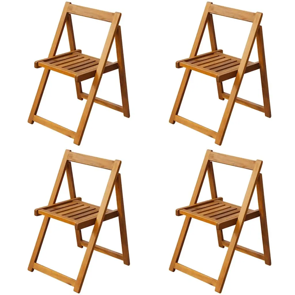 Outdoor Dining Set Folding Table 5 Piece Acacia Wood Brown