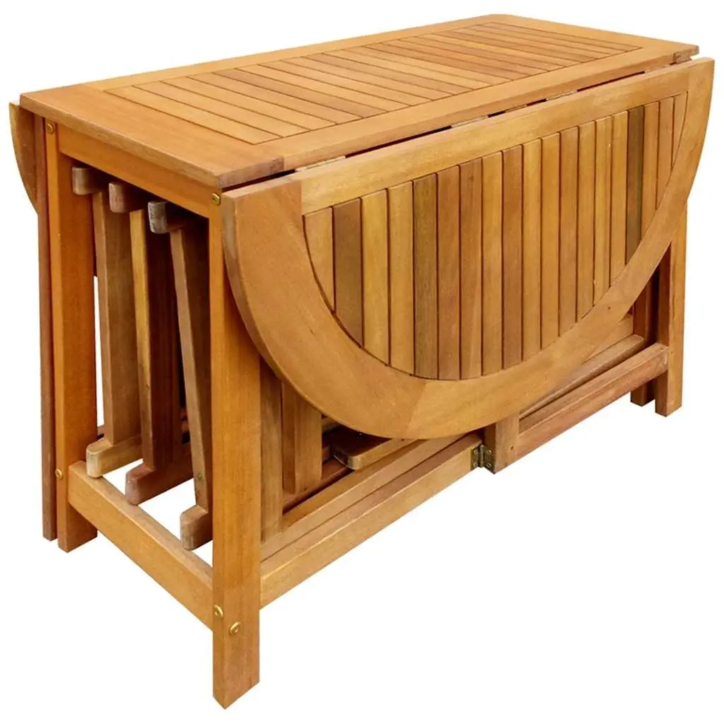 Outdoor Dining Set Folding Table 5 Piece Acacia Wood Brown