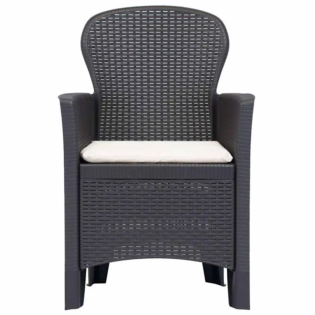 Outdoor Chairs Rattan Look Set of 2 with Cushions Brown