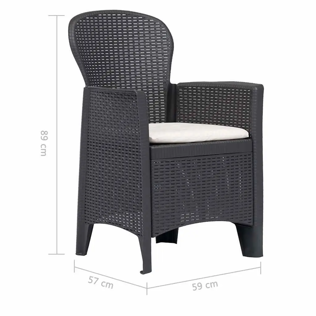 Outdoor Chairs Rattan Look Set of 2 with Cushions Brown