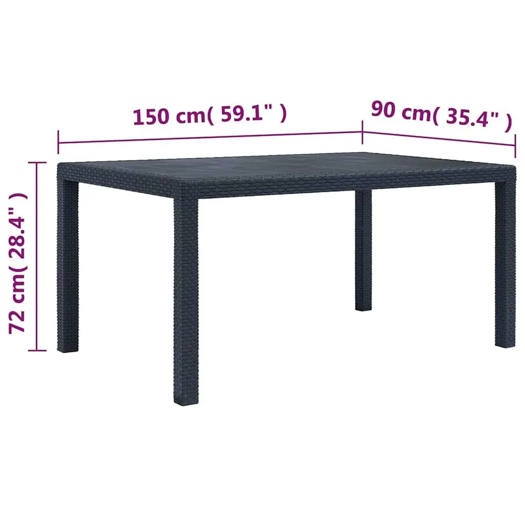 Garden Dining Table Anthracite Outdoor Furniture Rattan Look Plastic Patio