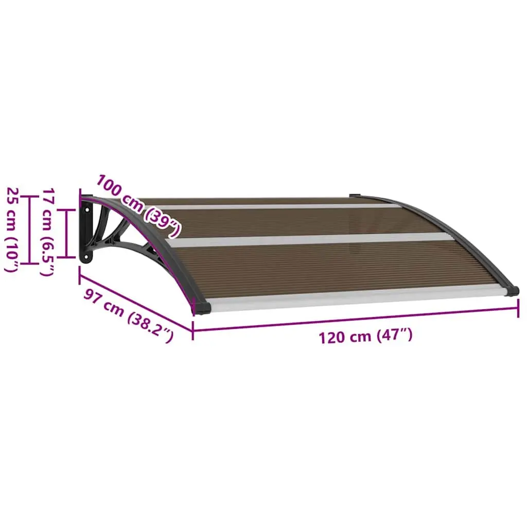 Door Canopy Black Polycarbonate Shelter 120x100cm
