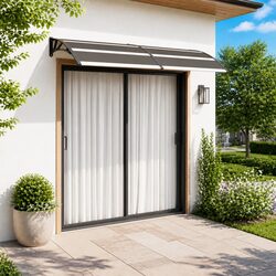 Door Canopy Black 240x100cm PC Hollow Polycarbonate Awning Porch Shelter