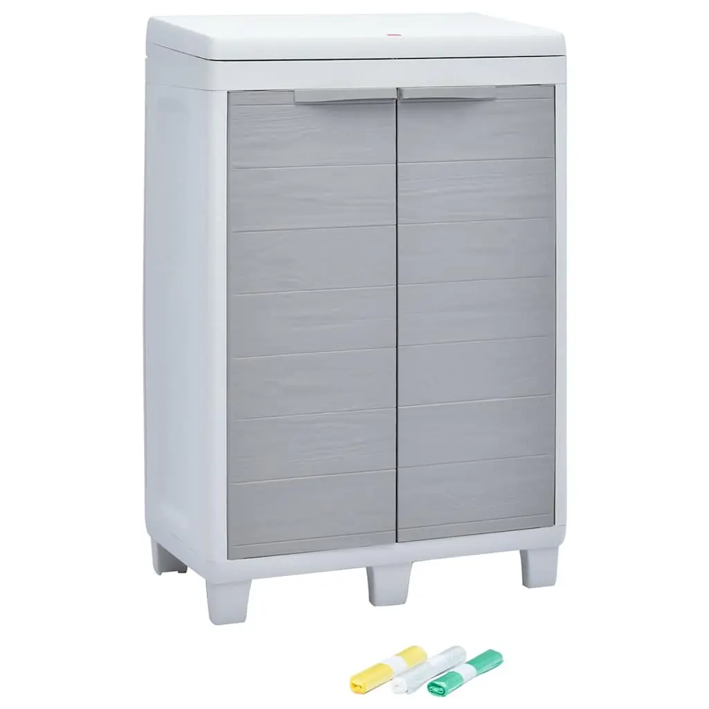 Garden Dustbin with 3 Bags Light Grey Outdoor Recycling Waste Bin 65x38x102cm