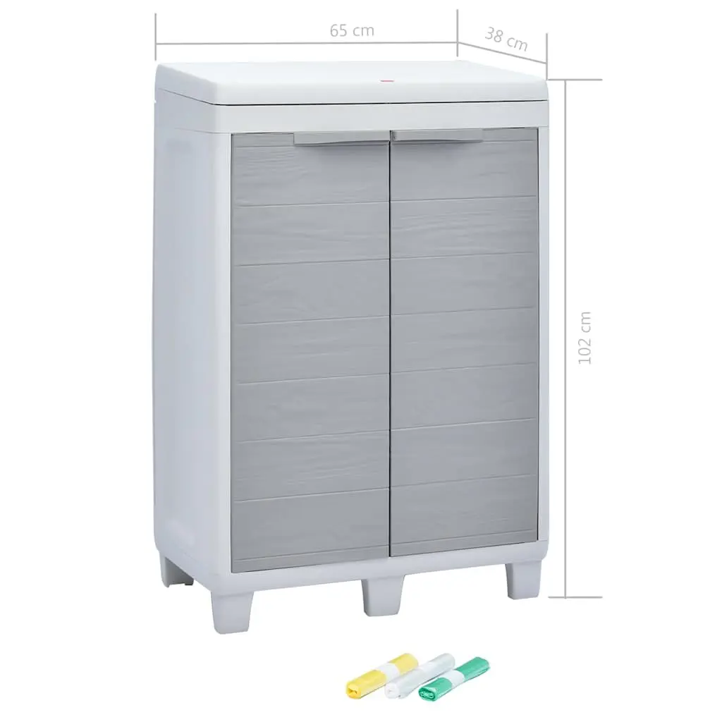 Garden Dustbin with 3 Bags Light Grey Outdoor Recycling Waste Bin 65x38x102cm