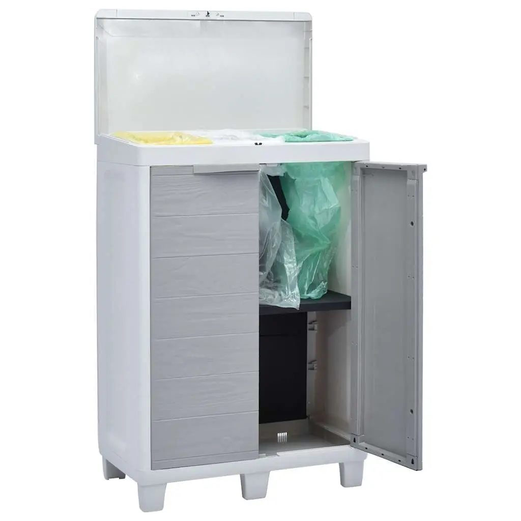 Garden Dustbin with 3 Bags Light Grey Outdoor Recycling Waste Bin 65x38x102cm