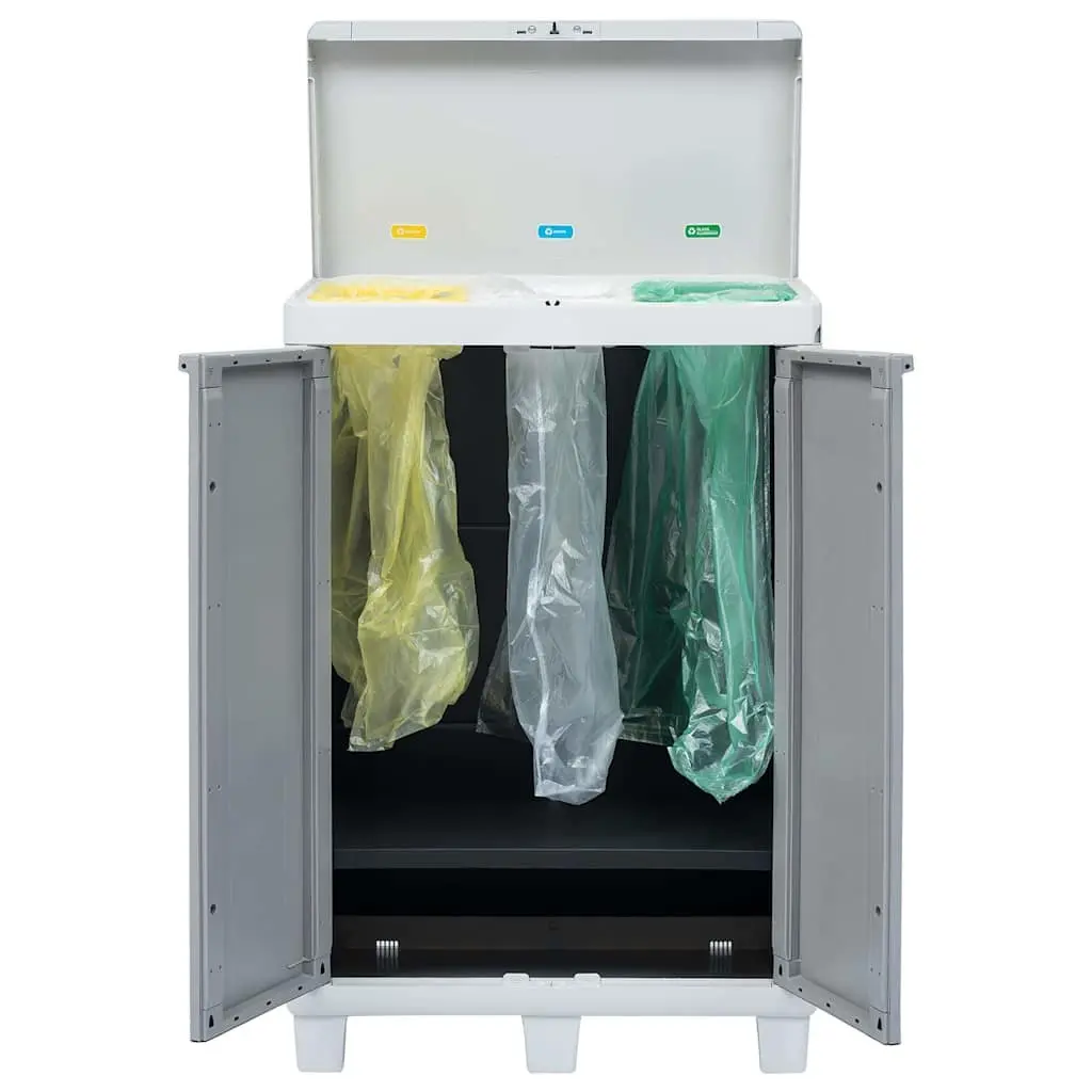 Garden Dustbin with 3 Bags Light Grey Outdoor Recycling Waste Bin 65x38x102cm