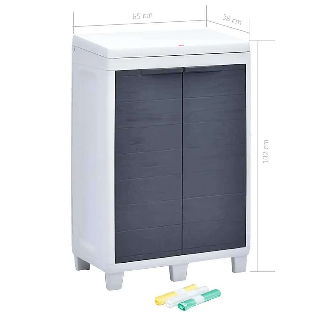 Garden Dustbin Outdoor Recycling Waste Bin with 3 Bags Dark Grey