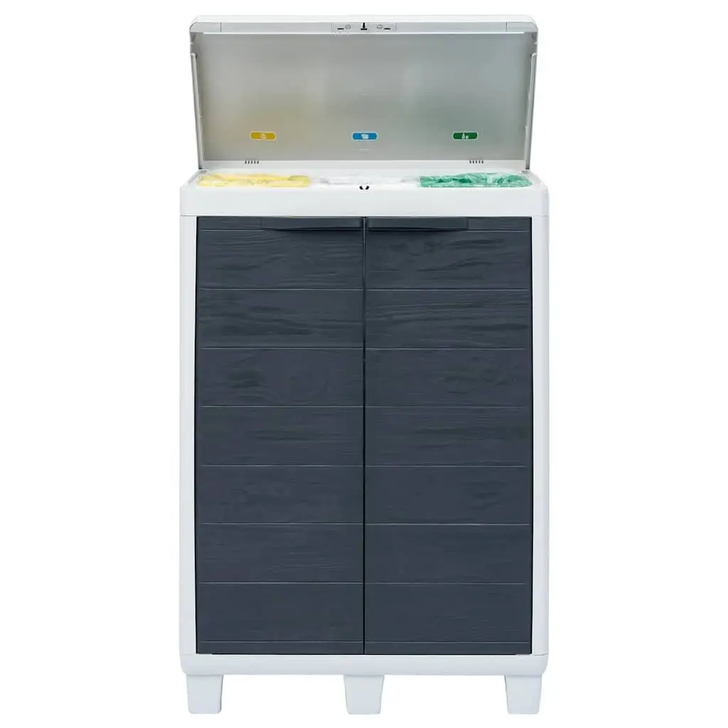 Garden Dustbin Outdoor Recycling Waste Bin with 3 Bags Dark Grey