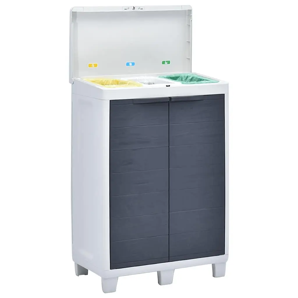 Garden Dustbin Outdoor Recycling Waste Bin with 3 Bags Dark Grey