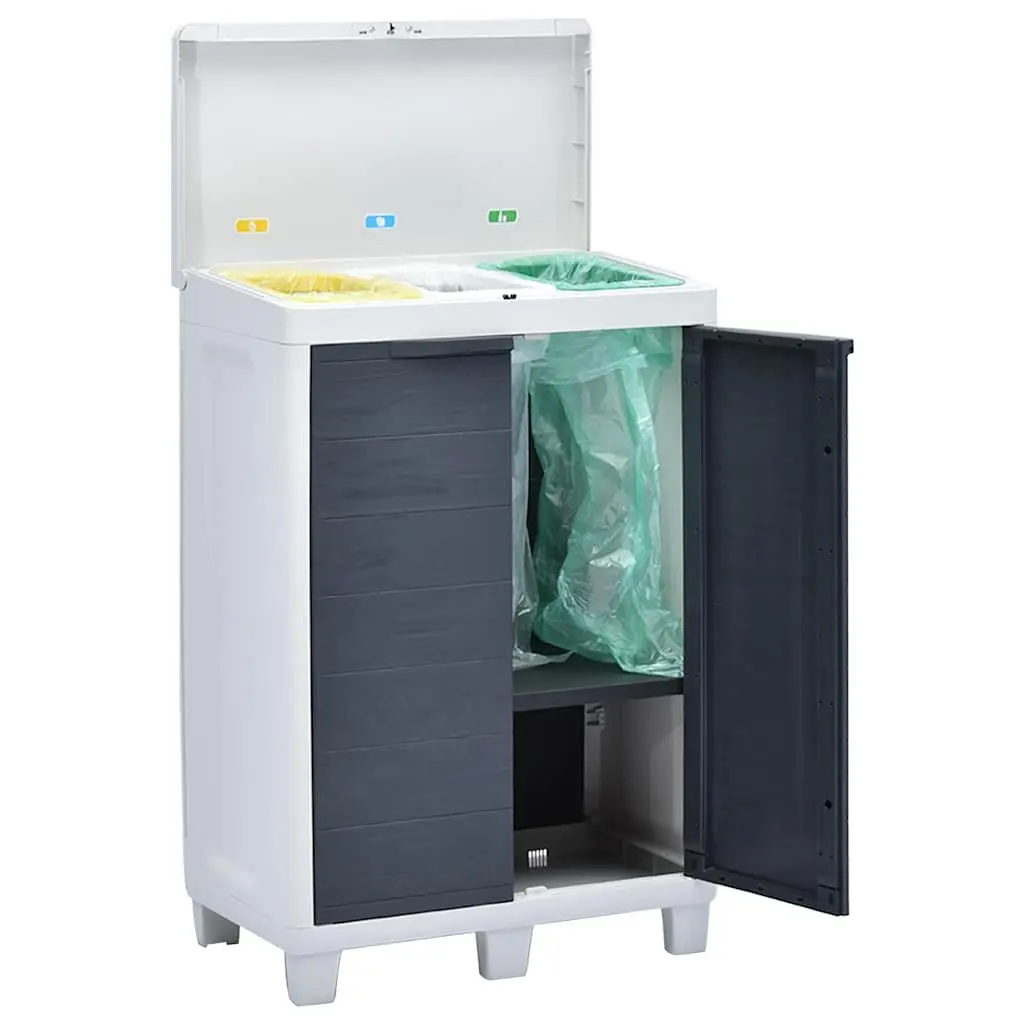 Garden Dustbin Outdoor Recycling Waste Bin with 3 Bags Dark Grey