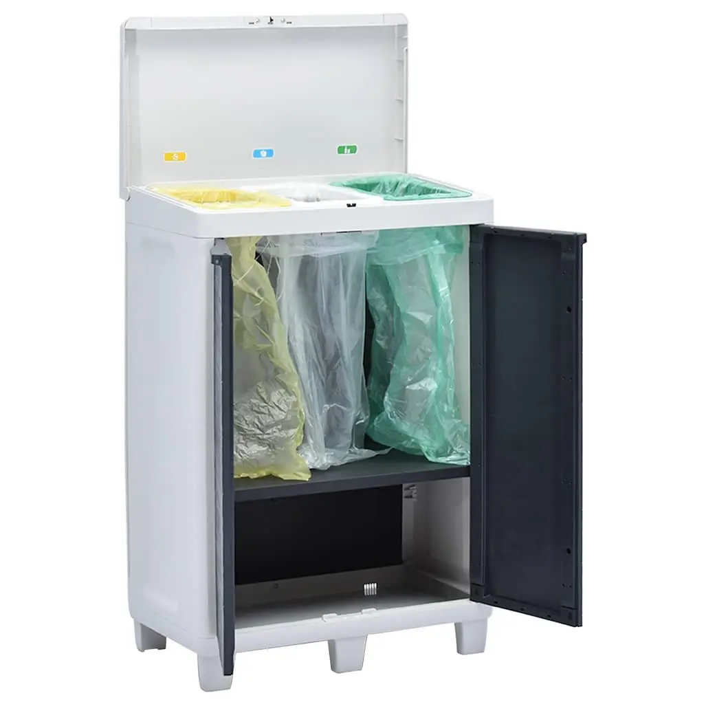 Garden Dustbin Outdoor Recycling Waste Bin with 3 Bags Dark Grey