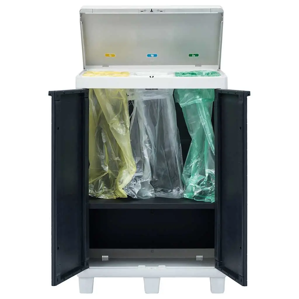 Garden Dustbin Outdoor Recycling Waste Bin with 3 Bags Dark Grey