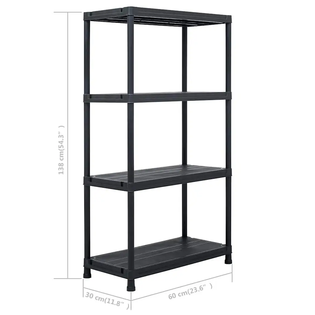 Storage Shelf Rack Black Plastic Heavy Duty 60x30x138cm