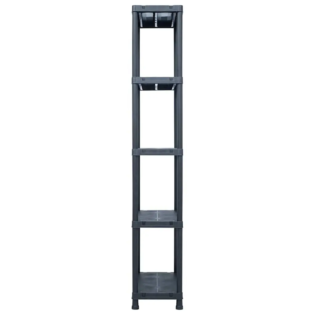 Black Plastic Storage Shelf Unit 60x30x180 cm