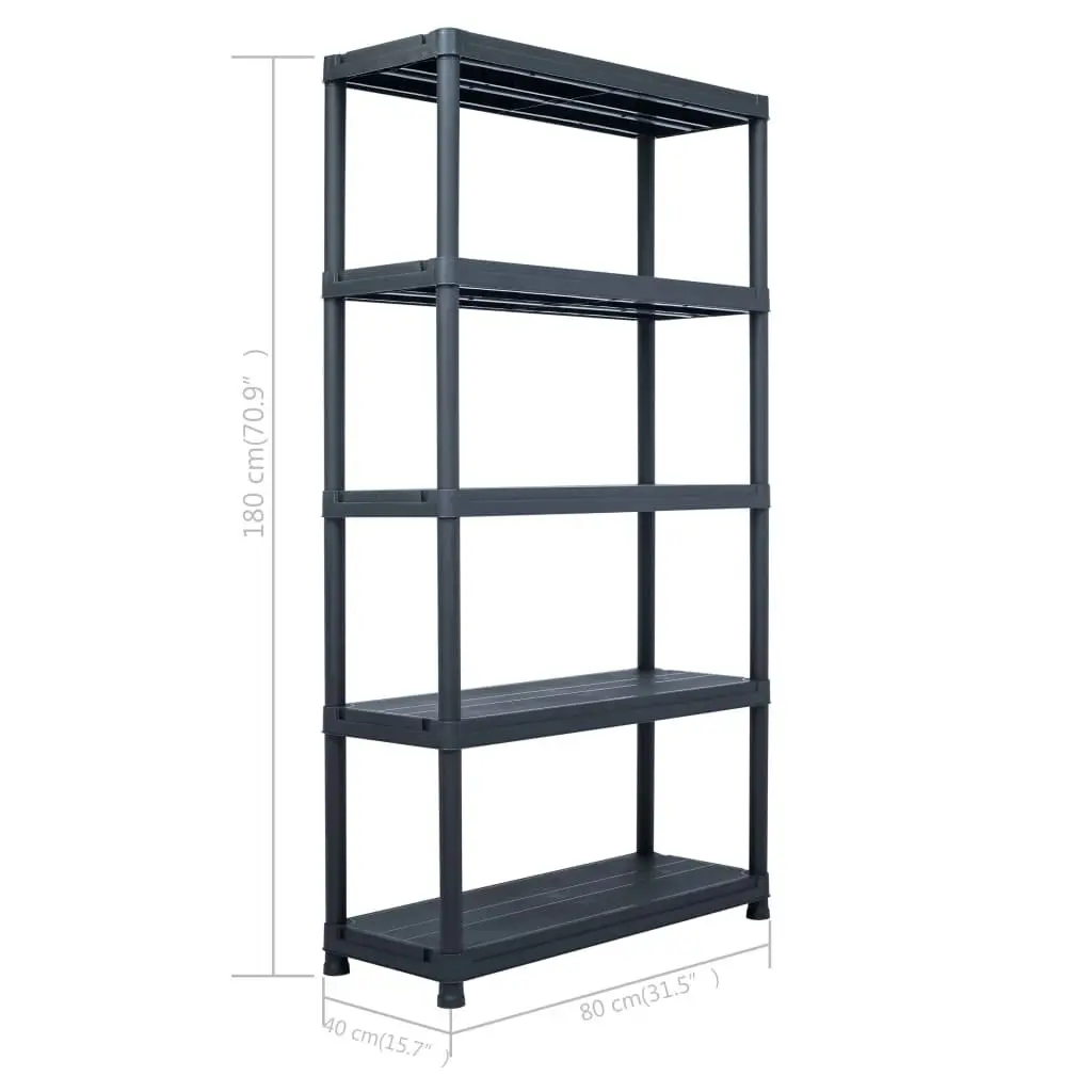 Plastic Storage Shelf Rack Black Industrial Shelving Unit 250kg Capacity