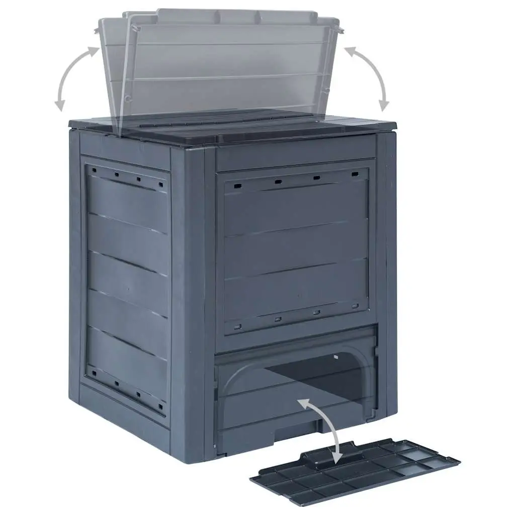 Garden Composter Square Bin 260L Grey with Split Lid and Ventilation Holes