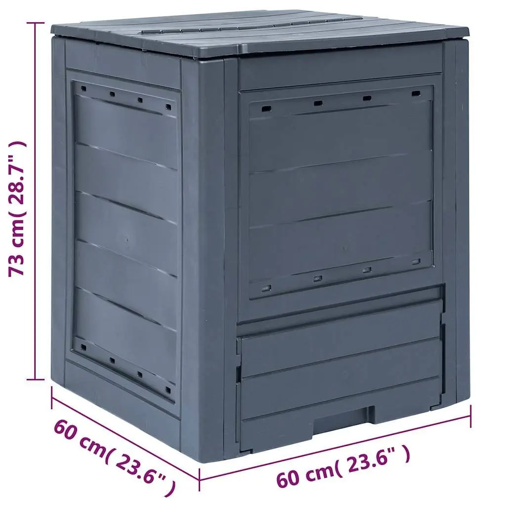 Garden Composter Square Bin 260L Grey with Split Lid and Ventilation Holes