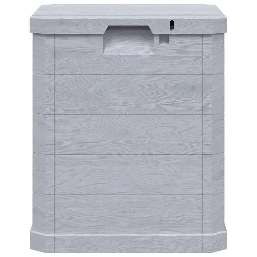 90L Weather Resistant Plastic Garden Storage Box with Wooden Texture for Indoor and Outdoor Use in Grey