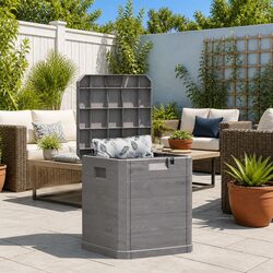Garden Storage Box 90L Brown Outdoor Patio Deck Shed Organiser Container Bench