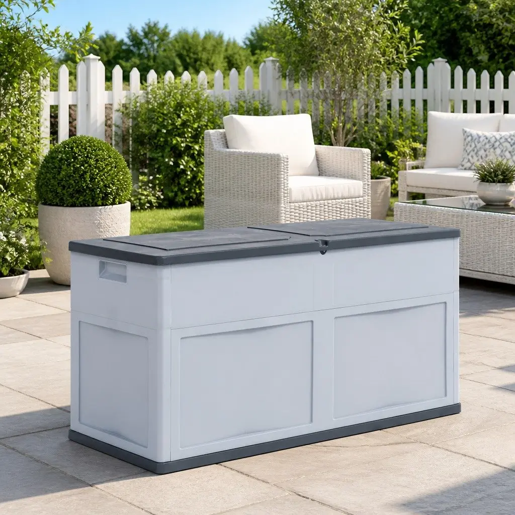 Garden Storage Box Weatherproof 320L Plastic Organizer Grey
