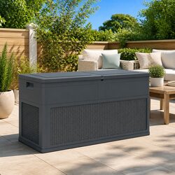 Garden Storage Box 320L Outdoor Deck Patio Anthracite Weather Resistant Durable