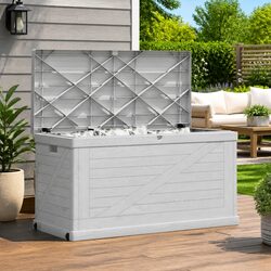 Garden Storage Box 420L Outdoor Indoor Weather Resistant Plastic Grey Container
