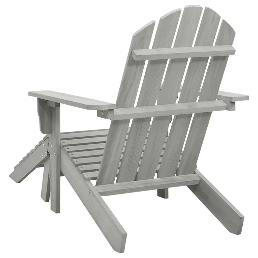 Outdoor Garden Chair with Ottoman Grey Wooden Armchair Patio Seating Set