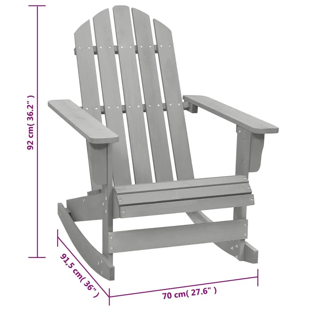 Garden Rocking Chair Wood Outdoor Patio Armchair Grey Weather-Resistant Seat