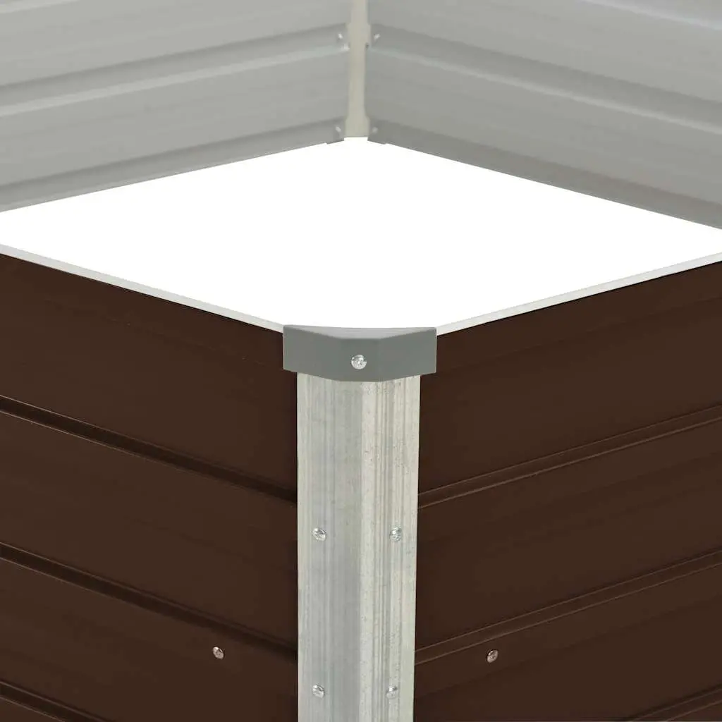 Raised Garden Bed Hexagon Galvanised Steel Brown 129x129x45cm Planter Vegetable