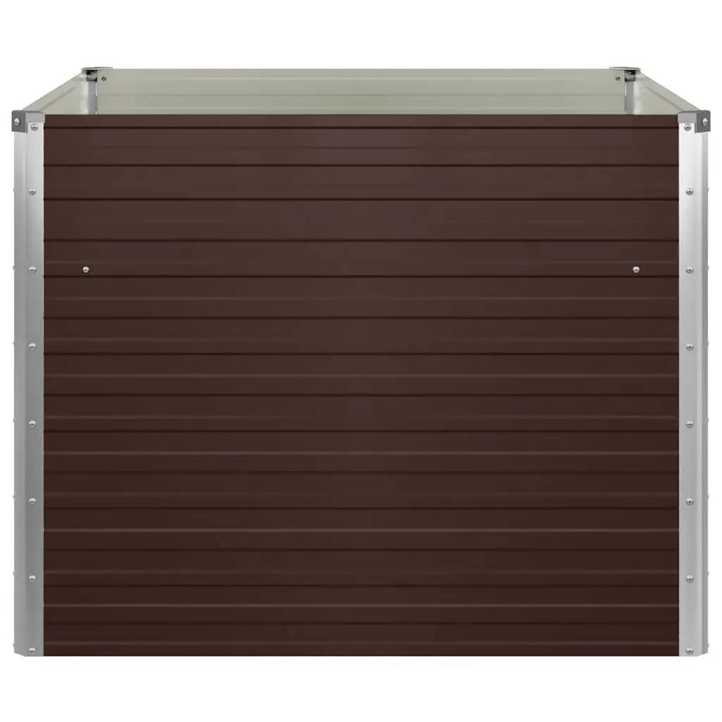 Raised Garden Bed Galvanised Steel Square 100x100x77cm Brown