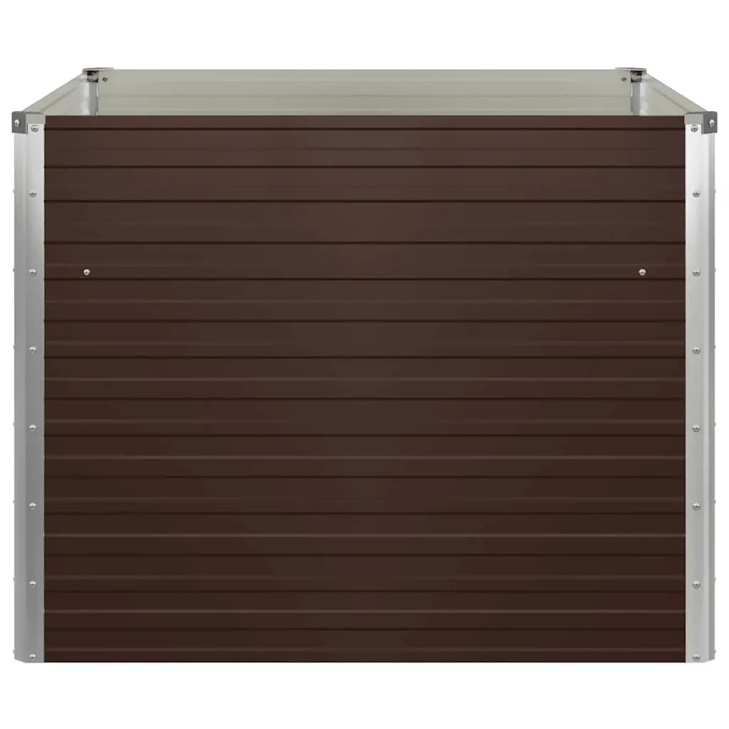Raised Garden Bed Galvanised Steel Square 100x100x77cm Brown