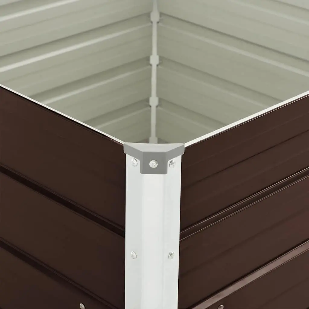 Raised Garden Bed Galvanised Steel Square 100x100x77cm Brown