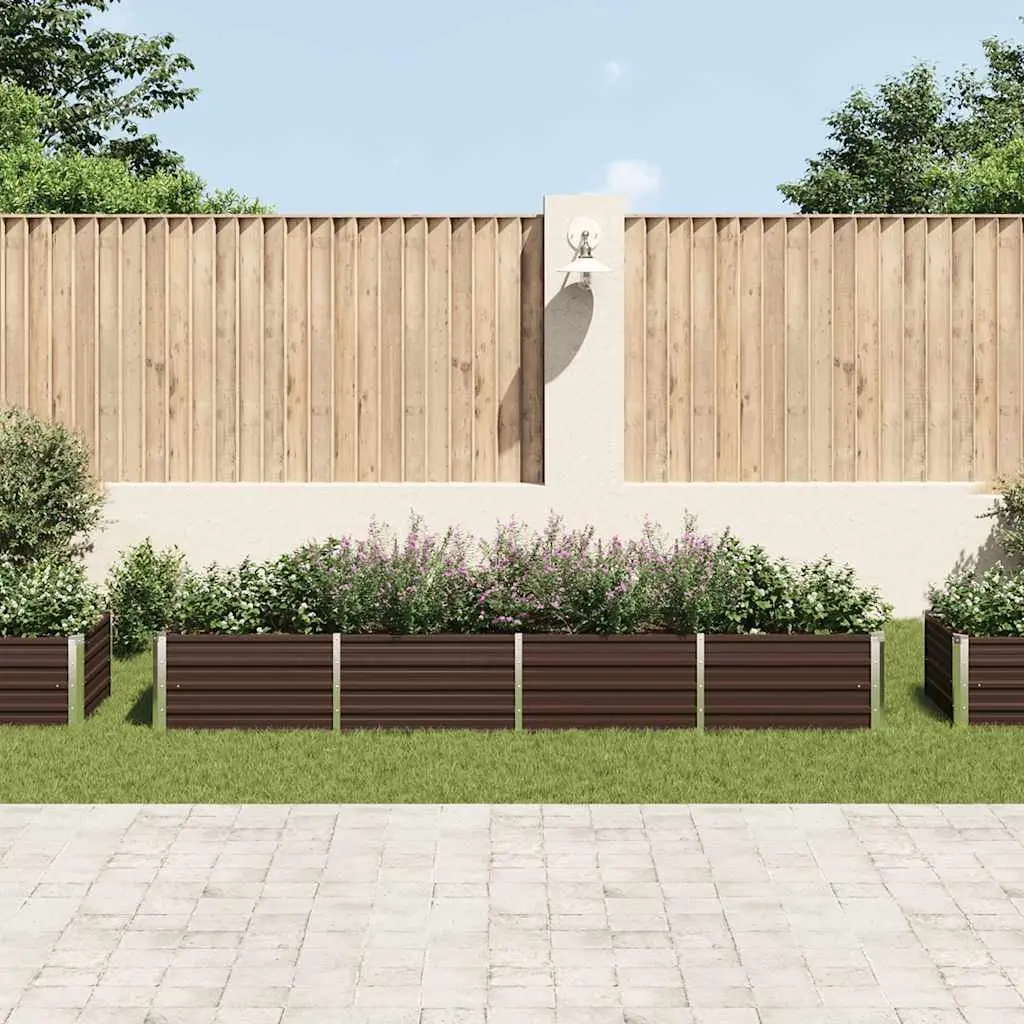 Raised Garden Bed Galvanised Steel Brown 320x80x45cm