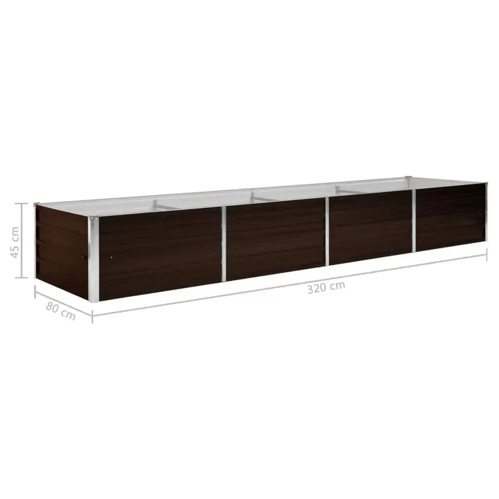 Raised Garden Bed Galvanised Steel Brown 320x80x45cm