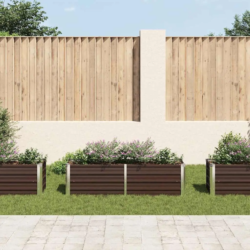 Metal Raised Garden Bed Weather Resistant 160x40x45cm Brown Planter