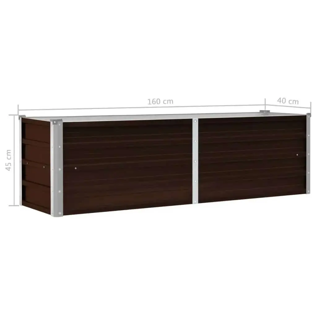 Metal Raised Garden Bed Weather Resistant 160x40x45cm Brown Planter