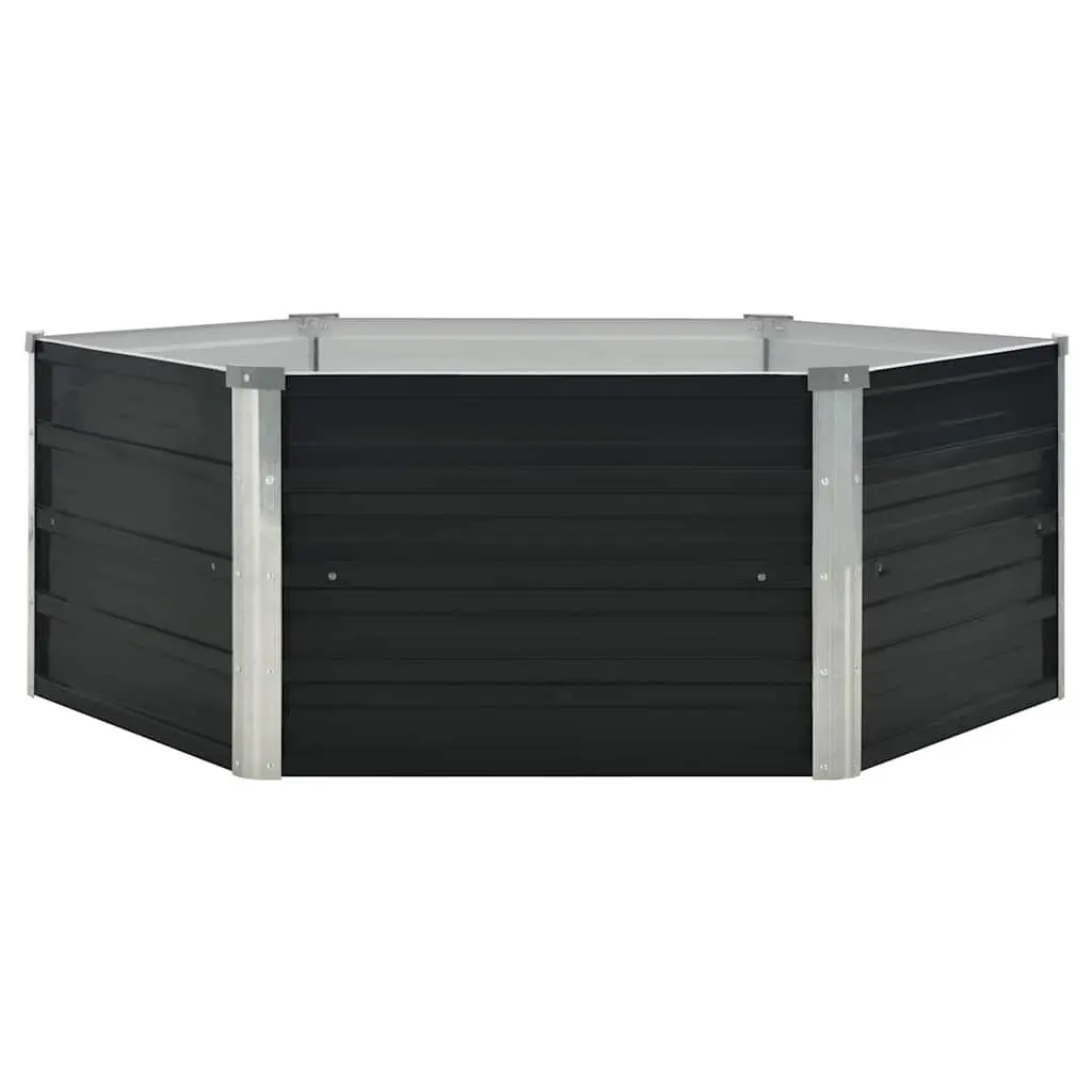 Raised Garden Bed Anthracite 129x129x45cm Galvanised Steel Planter Vegetables