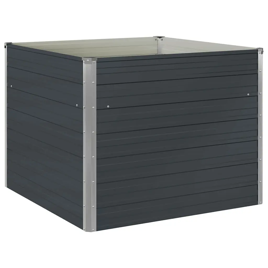 Raised Garden Bed Open Bottom Anthracite Galvanised Steel 100 x 100 x 77 cm