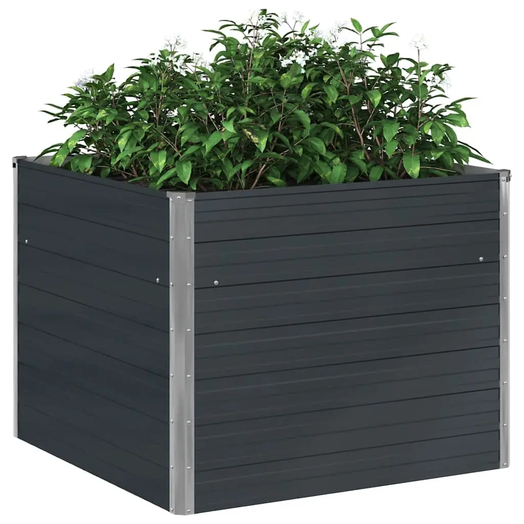 Raised Garden Bed Open Bottom Anthracite Galvanised Steel 100 x 100 x 77 cm