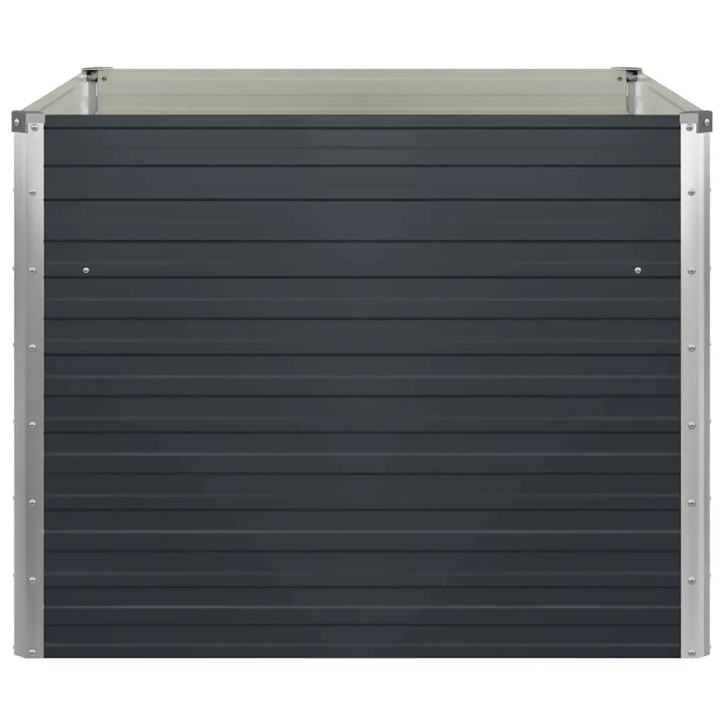 Raised Garden Bed Open Bottom Anthracite Galvanised Steel 100 x 100 x 77 cm