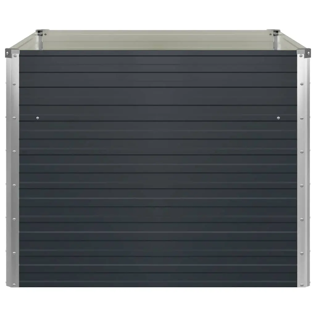Raised Garden Bed Open Bottom Anthracite Galvanised Steel 100 x 100 x 77 cm