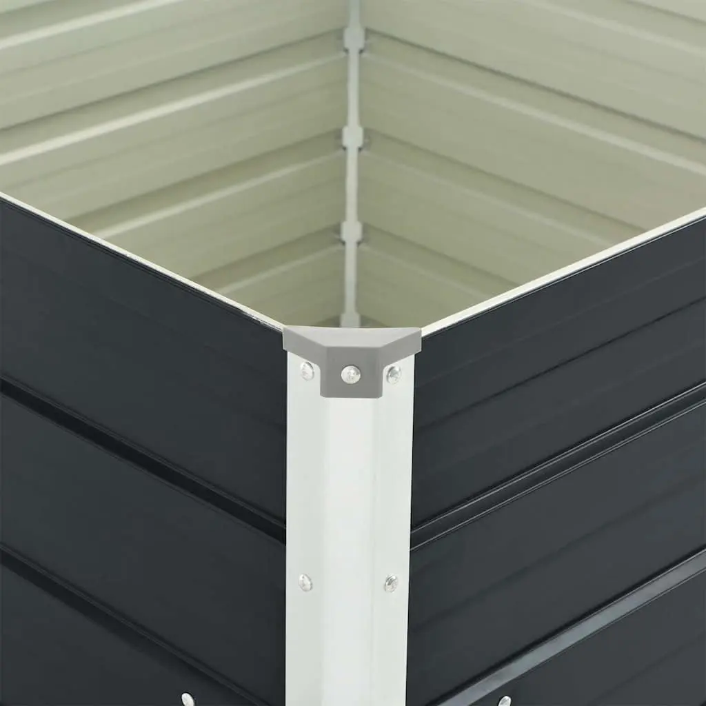 Raised Garden Bed Open Bottom Anthracite Galvanised Steel 100 x 100 x 77 cm