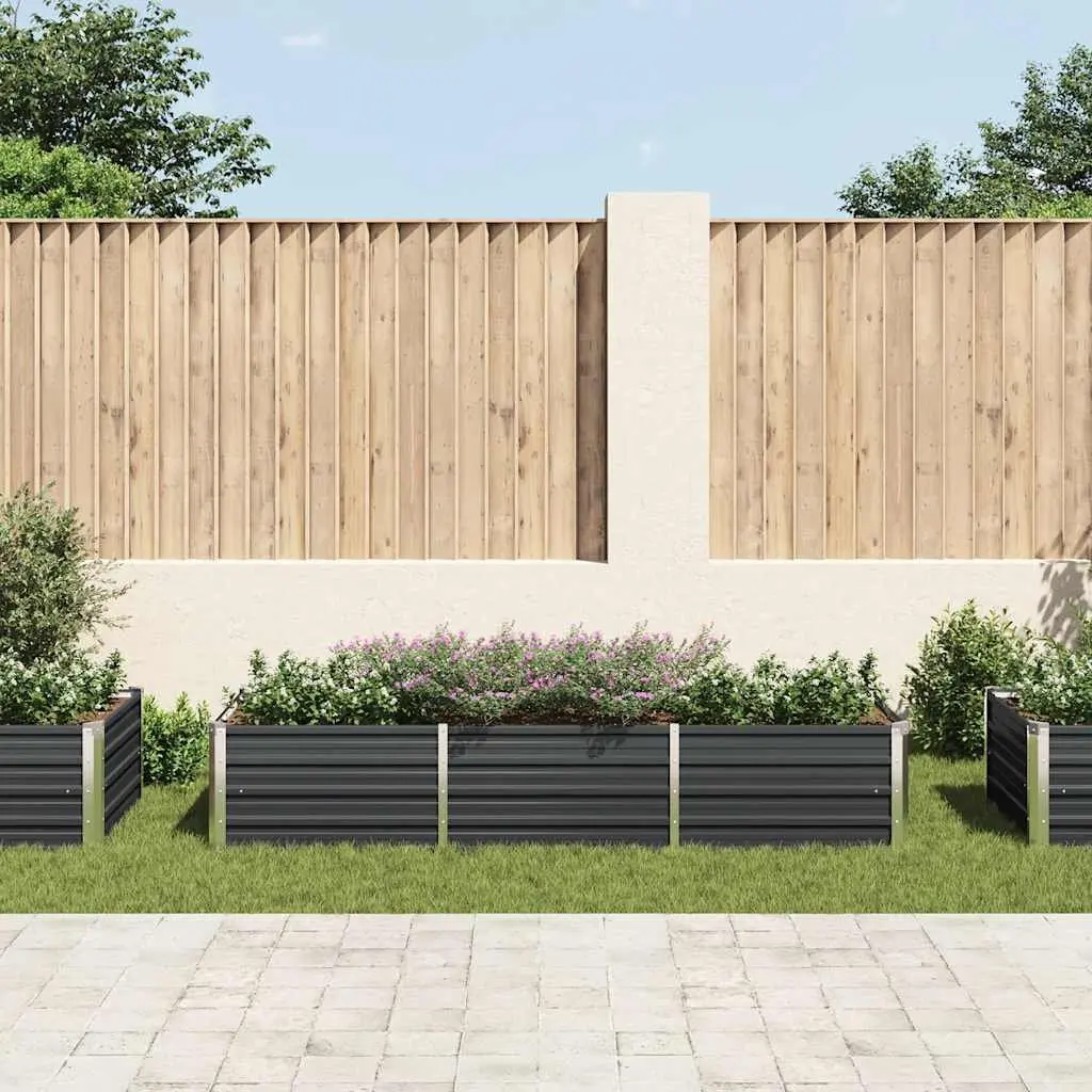 Raised Garden Bed Anthracite Galvanised Steel 240x80x45cm Planter Box