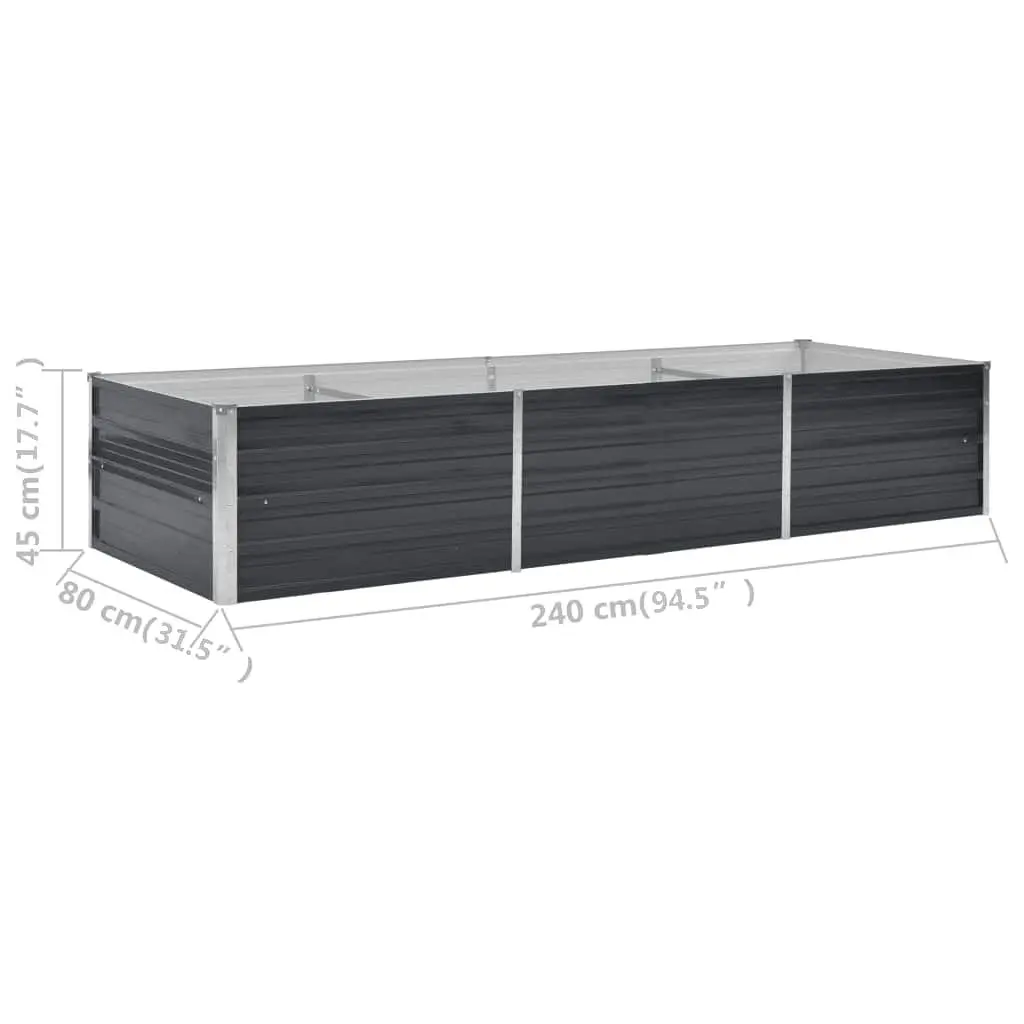 Raised Garden Bed Anthracite Galvanised Steel 240x80x45cm Planter Box