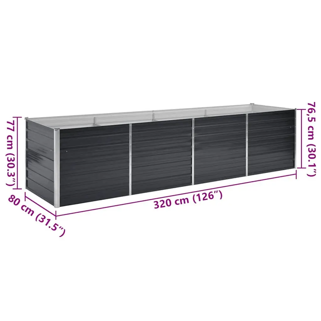 Raised Garden Bed Galvanised Steel Anthracite 320x80x77cm