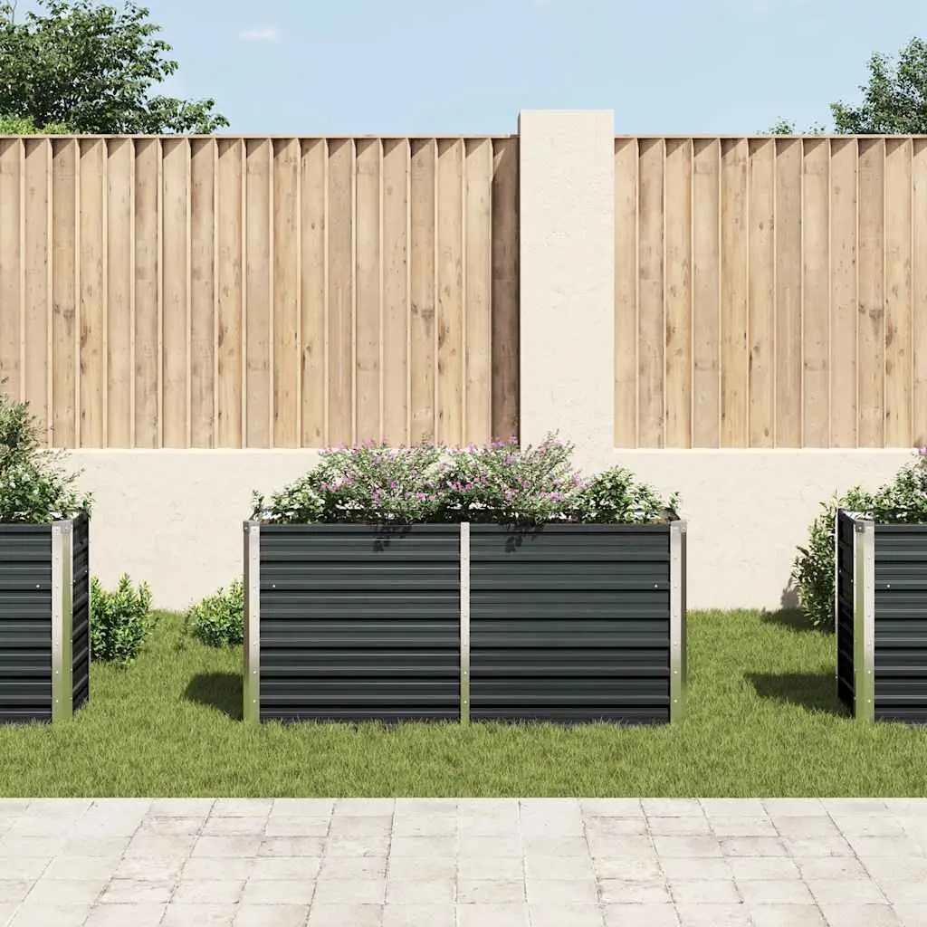 Garden Raised Bed Galvanised Steel Anthracite 160x40x77cm Planter Box