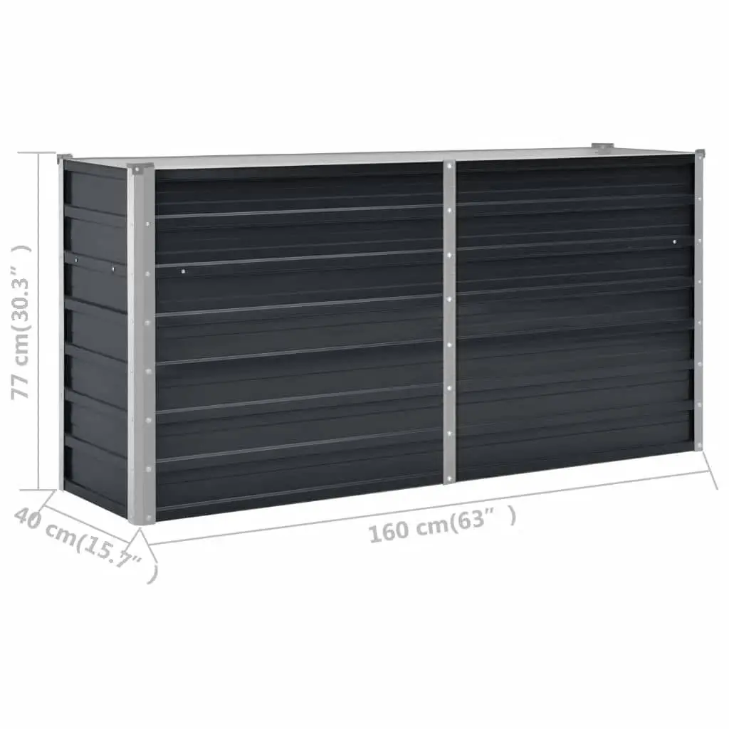 Garden Raised Bed Galvanised Steel Anthracite 160x40x77cm Planter Box